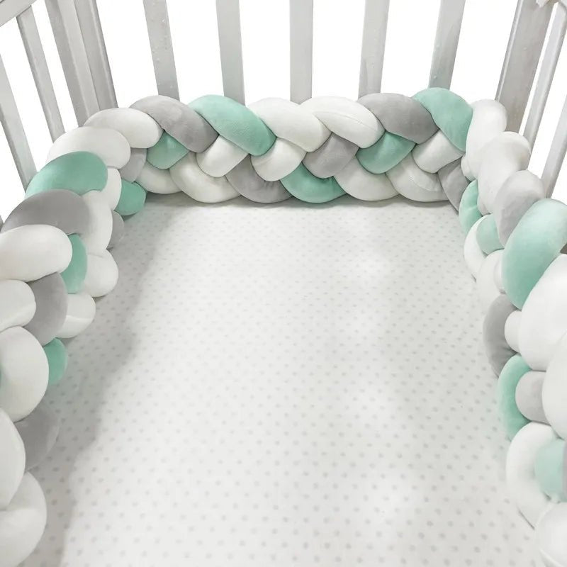 Tour de Lit Bébé - CozyKnot™ - Vert Blanc - L'Univers de Babychou