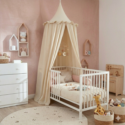 ciel de lit beige baldaquin berceau