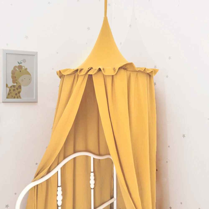 ciel de lit jaune coton mousseline