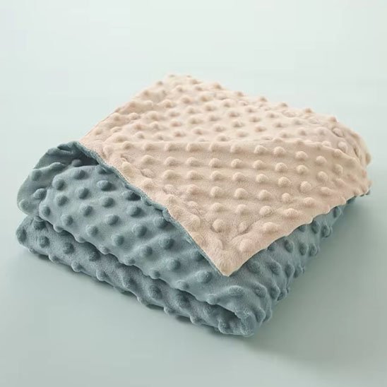 Couverture bébé bicolore beige bleu