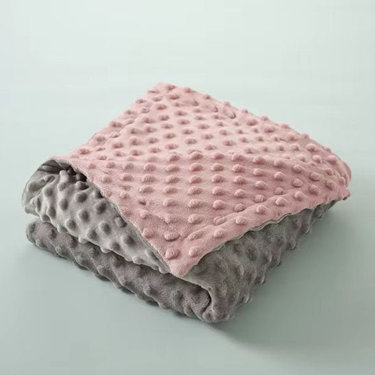Couverture minky bébé bicolore gris rose