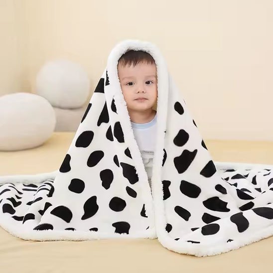 Couverture bébé hiver chaude taches de vache