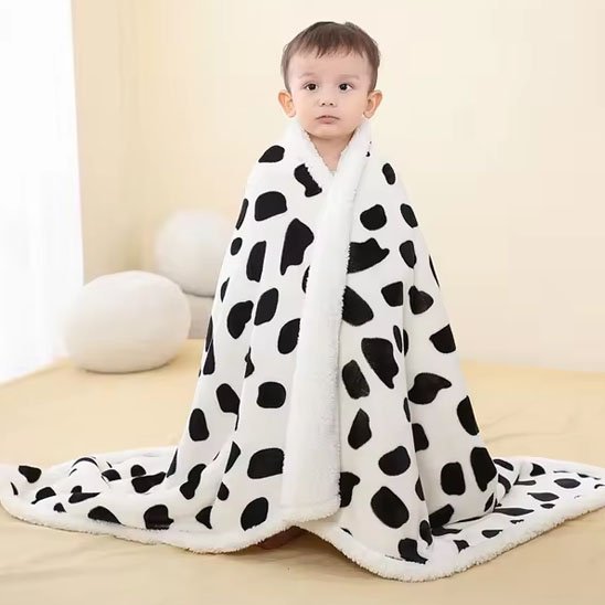 Couverture bébé hiver motifs taches de vache