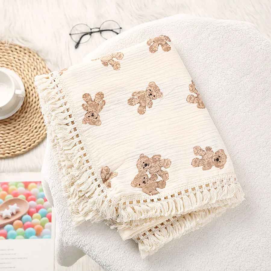 couverture bébé mon ourson mousseline ultra douce pliée