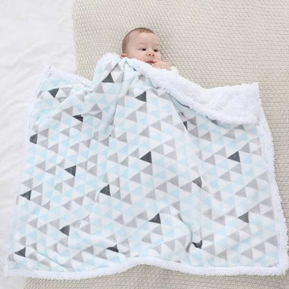 Couverture bébé polaire bleu gris sieste
