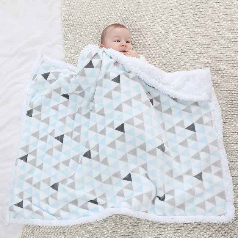 Couverture bébé en polaire bleu et gris