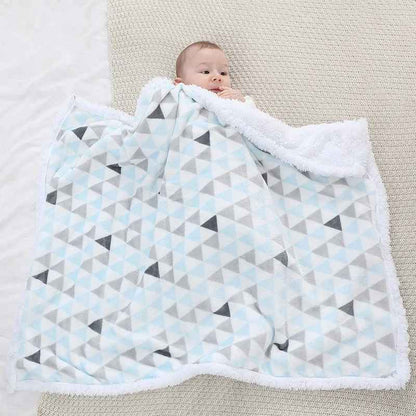Couverture bébé en polaire bleu et gris