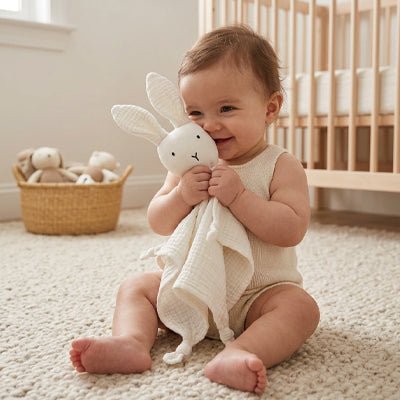 Doudou lapin blanc gaze de coton 