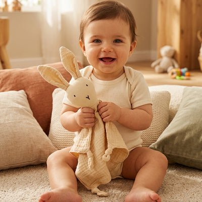 Doudou lapin Gaze de coton blanc
