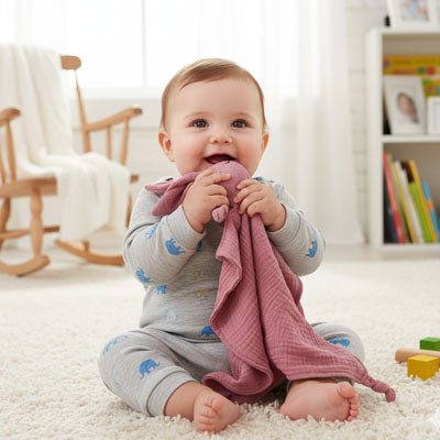 doudou lapin rose avec bébé