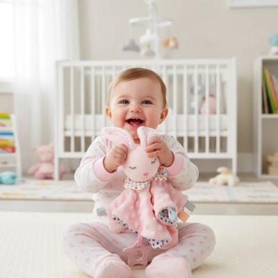 Doudou Lapin ultra doux avec hochet et bébé