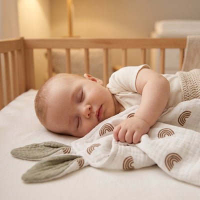 Doudou lapin et bébé qui dort