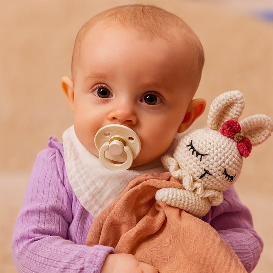 doudou lapin avec bébé et sa tétine