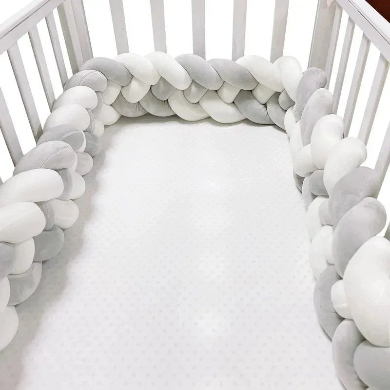 Tour de Lit Bébé - CozyKnot™ - Blanc Gris - L'Univers de Babychou