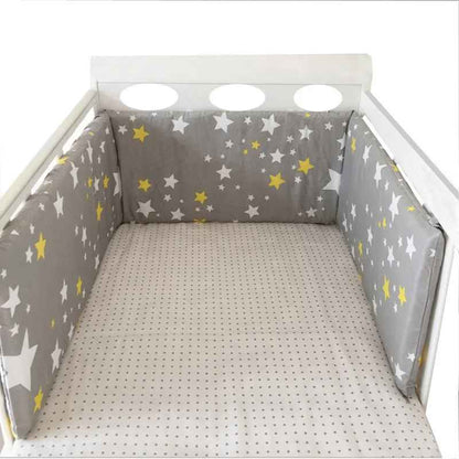 Tour de lit bébé | Gris avec étoiles - Pare - chocs une pièce 200 cm x 30 cm - L'Univers de Babychou