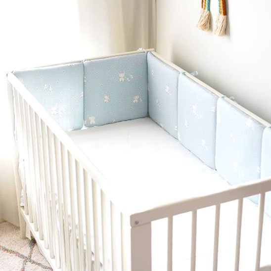 Tour de lit bébé éléphants bleus
