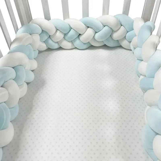 Tresse de lit blanche et bleue Pare - chocs de lit 