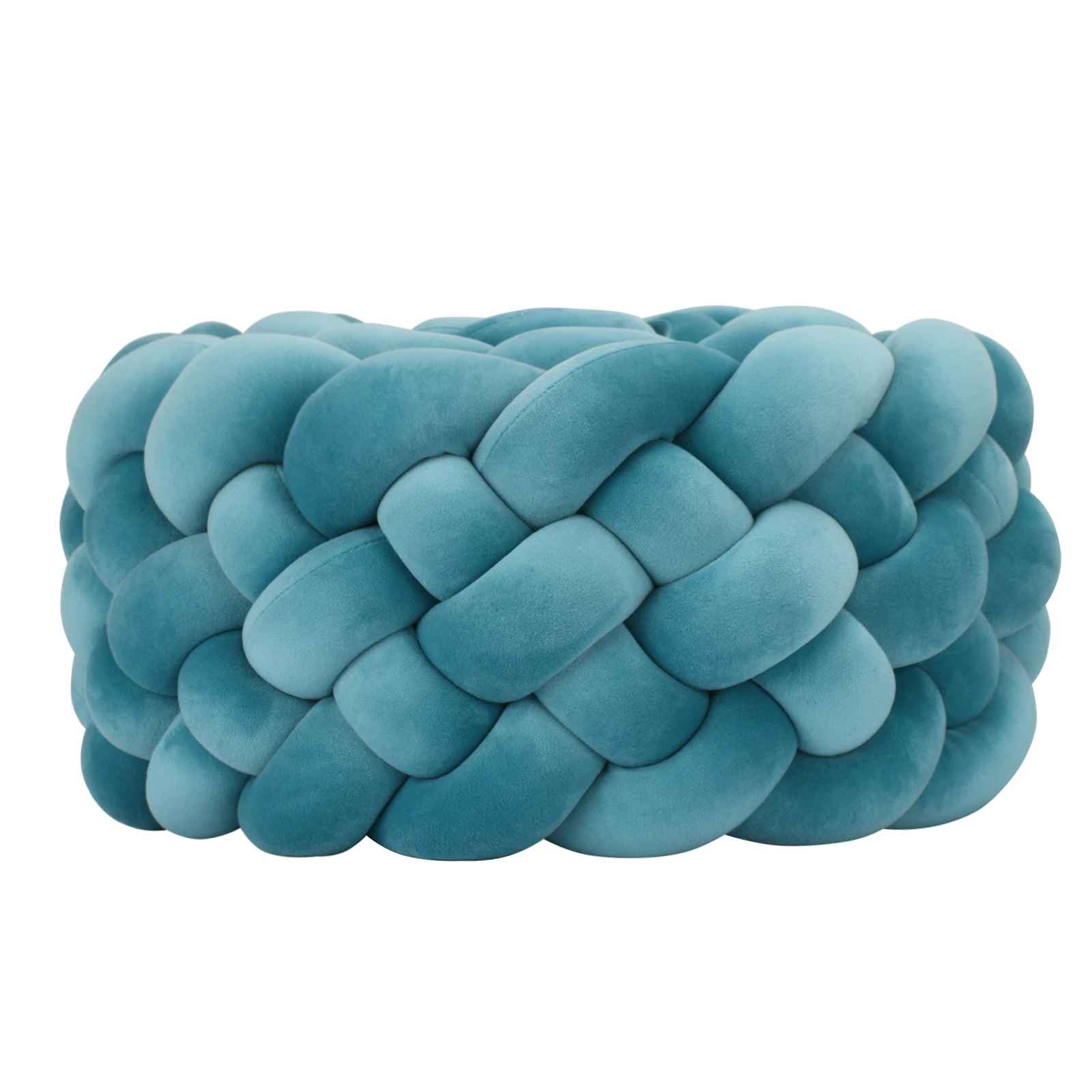 tresse de lit bleu canard enroulée