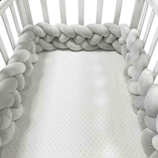 Tresse de lit grise clair Pare - chocs de lit 