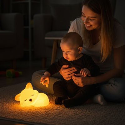 Veilleuse renard avec maman